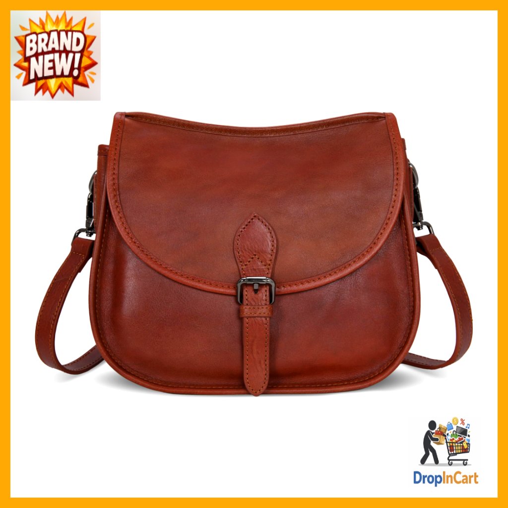 Vintage Leather Crossbody Purse Satchel Hobo Bag Adjustable Strap Designer